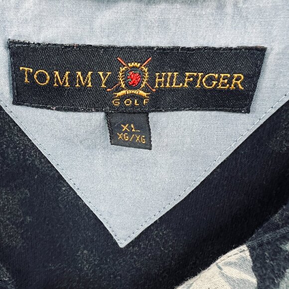 Tommy Hilfiger Golf Mens Polo Shirt Extra Large Blue Floral 100% Cotton Pullover - Picture 4 of 10